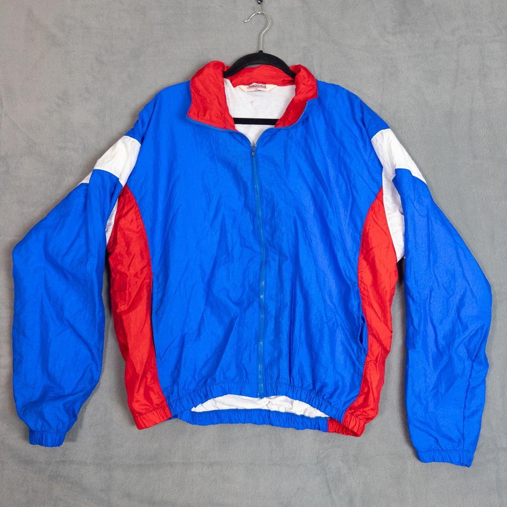 Augusta Windbreaker Unisex XL Blue Red White Vintage Colorblock Zip
